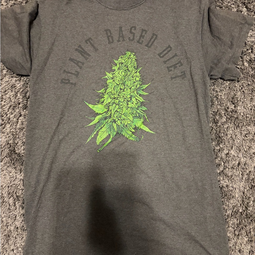 Gray Mens Shirt with Green Graphic